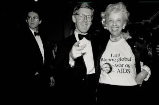 Ontario NDP leader Bob Rae with Bluma Appel, in her message T-shirt