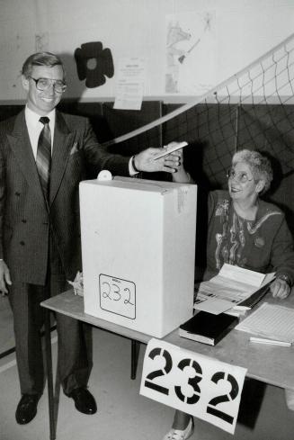 One more time: Wayne Arthurs, Pickering's incumbent mayor, bids for another term as he casts his ballot yesterday