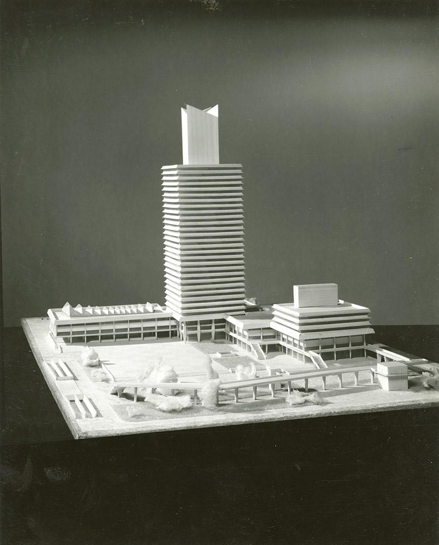 Taneo Oki entry, City Hall and Square Competition, Toronto, 1958, architectural model