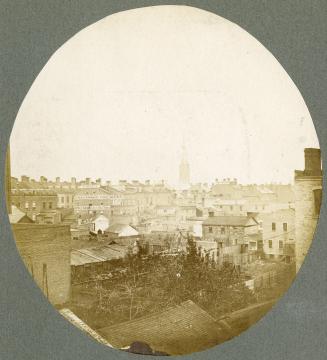 Toronto Downtown, circa 1860. Looking northwest from building on King St., west of Toronto St