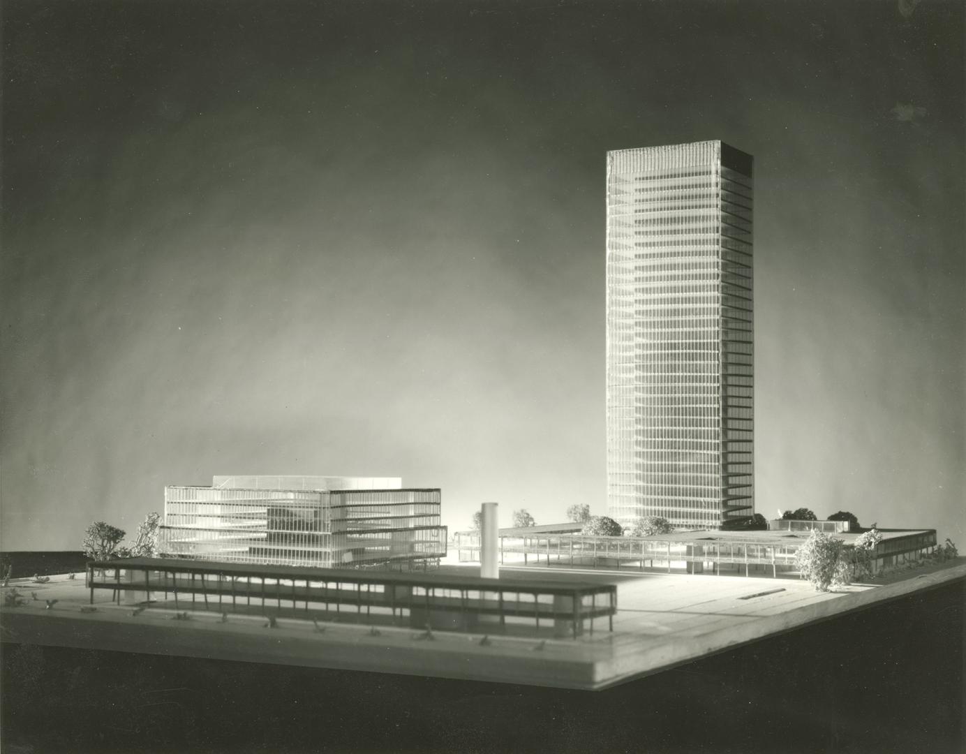 Paul Eling entry, City Hall and Square Competition, Toronto, 1958, architectural model