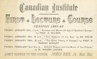 Canadian Institute First Lecture Course