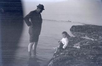 Arthur Conan Doyle at the seaside with his son Denis [B]