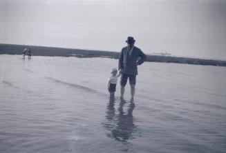 Arthur Conan Doyle at the seaside with his son Denis [C]