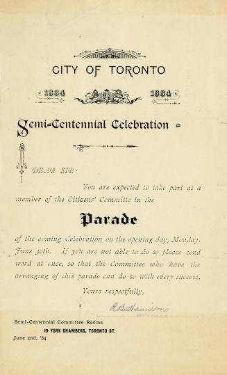 City of Toronto Semi-centennial celebration