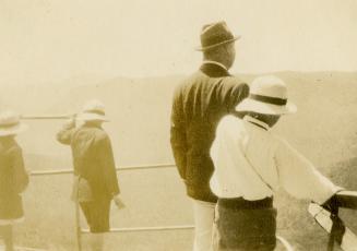 Arthur Conan Doyle aboard the Naldera, looking out to sea