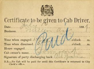 Certificate to be given to Cab Driver