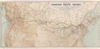 Map of the Canadian Pacific Railway, showing the routes (indicated by lines in red) followed by the early fur traders