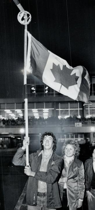Montreal fans. A helmet on a pike