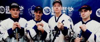 Olympic Quartet. Maple Leafs heading for the Olympics got a win last night. Martin Prochazka, left, will play for the Czech Republic, Mathieu Schneide(...)