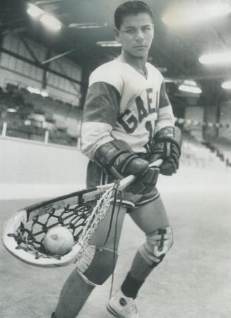 Gaylord Powless, handsome, young Indian lad, is Gordie Howe of lacrosse