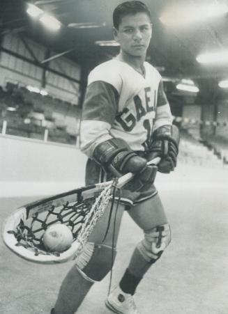 Gaylord Powless, handsome, young Indian lad, is Gordie Howe of lacrosse