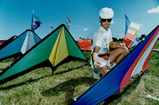 Stunt man: Michael Graves adjusts the lines of the dual-line stunt kite he made himself