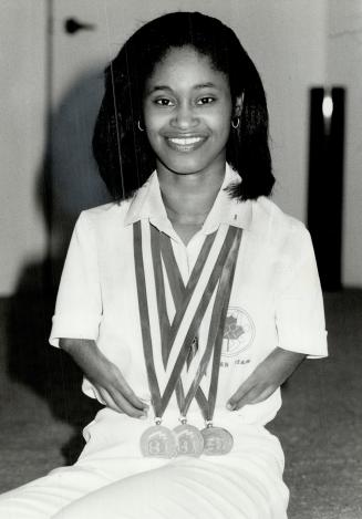 Giselle Cole, 18, a thalidomide victim, won three gold medals in Olympics for Disabled