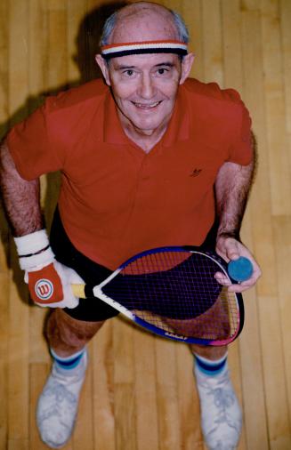 In the swing: Scarborough resident Fintan Kilbride, the over-65 world racquetball champion, says racquetball is easier for seniors than squash