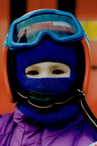 Baby, it was cold outside, Sebastien Roeder, 4, leaves little for the elements to attack in a ski mask donned last week