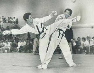 Tae kwon of toes. Don James, left, 28, won North American Tae Kwon-do grand championship on weekend at Etobicoke Olympium. James, from Toronto, captur(...)
