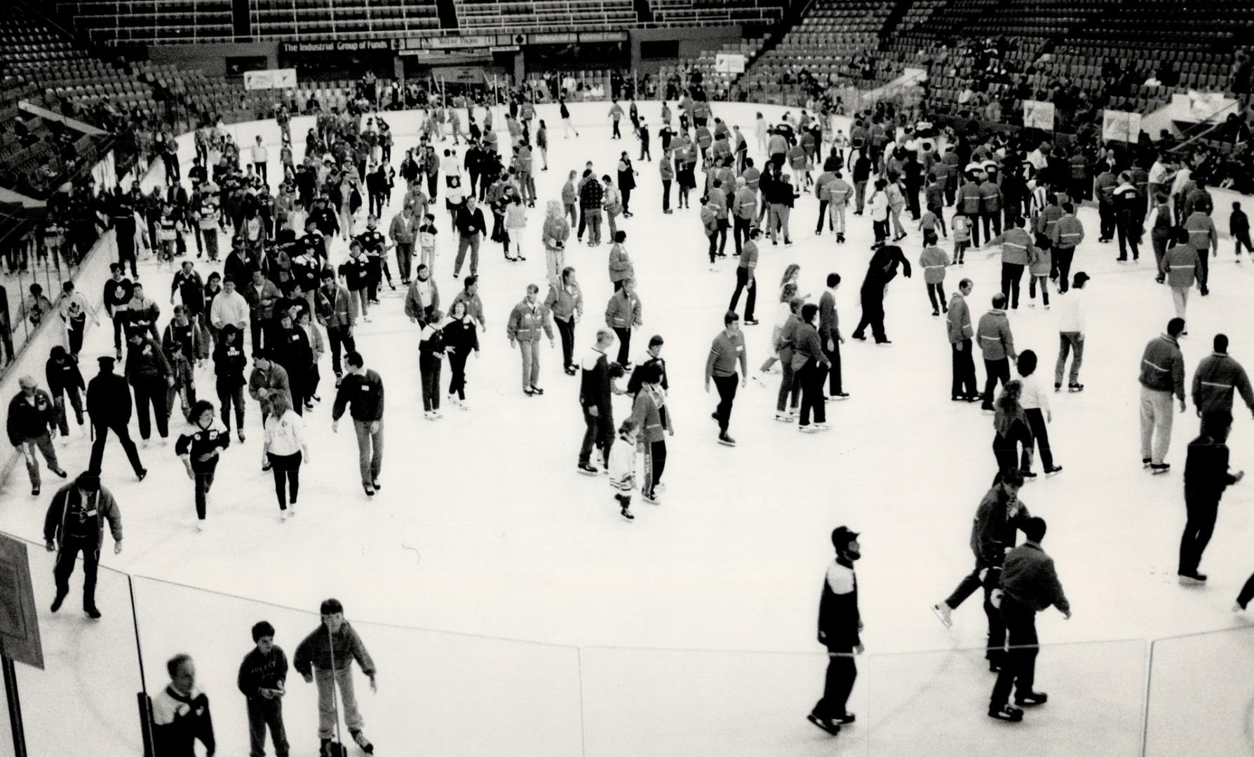 Skaters flooded the Maple Leaf Gardens ice for a worthy cause at yesterday's seventh Bobby Orr Skate-a-thon for Timmy and Tammy
