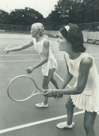 Tennis road show is provided by Carol Baily (left) and Peggy Micheal, who are combining tennis with a tour of North America in a van. Peggy, from Paci(...)