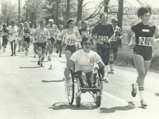 Mike O'Brian finished the course in his racing wheelchair
