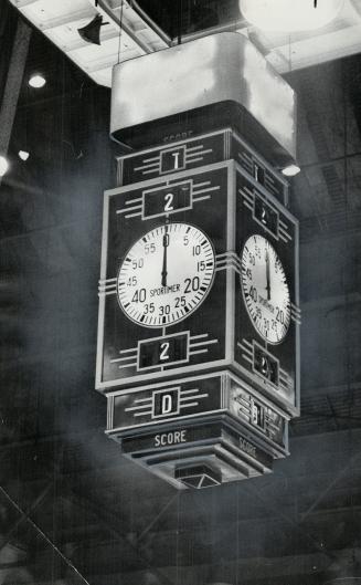 The Maple Leaf Gardens scoreboard in 1990. Note that Toronto did
