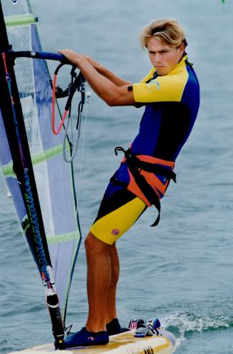 The wind at his back. Greg Fenton, 21, of Oakville hopes to cement his status as one of the country's top windsurfers and gain a spot on Canada's Olym(...)