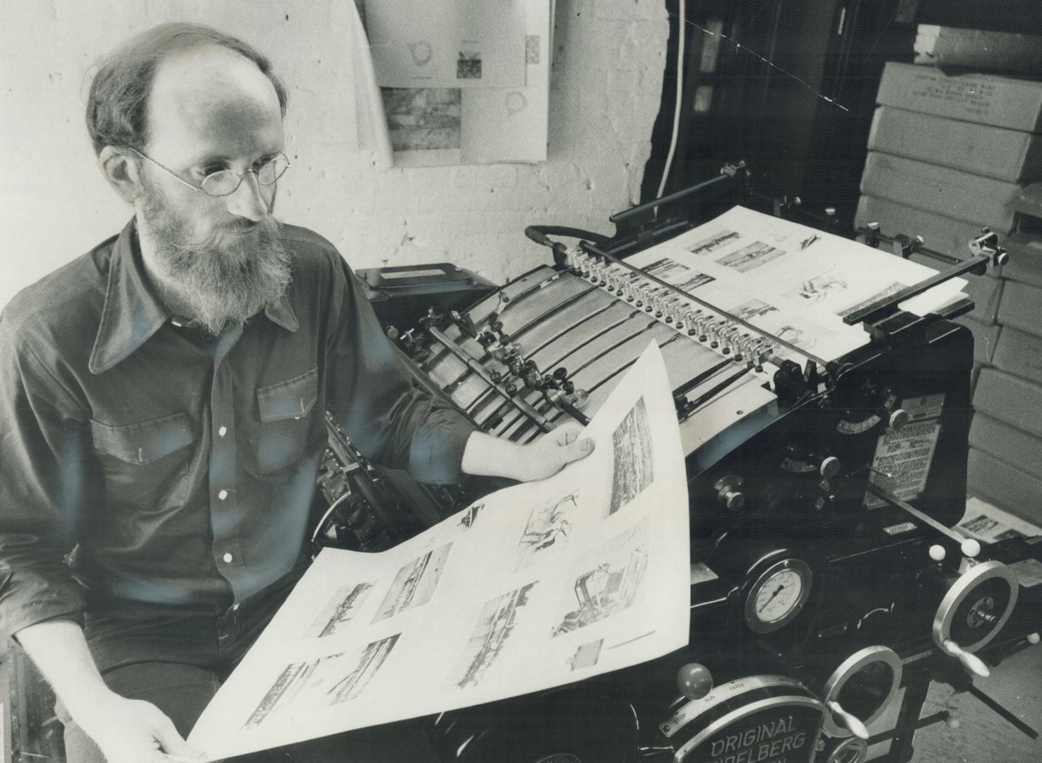 Making of good books is objective of Stan Bevington (above) and Victor Coleman, who operate Coach House Press in Toronto. In many cases, writers help design covers, choose type of paper for book