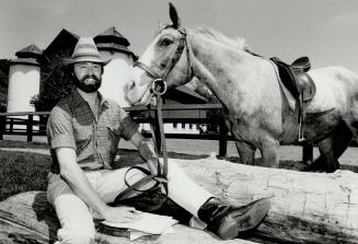 Worst of the West: Geoffrey Burn and his trusty steed Gumby relax at Sunybrook Stables as he writes more putrid prose to bolster his wretched writing reputation