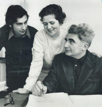 Dissident Soviet writer Grigory Svirsky with his wife, Polina, and son, Efim, 22, chat in their Metro home