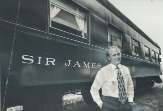 Mr. Midway, Jimmy Conklin, with his private railway car which he uses to tour the Ontario fairgrounds. Conklin, son of the late Patty Conklin, has tak(...)