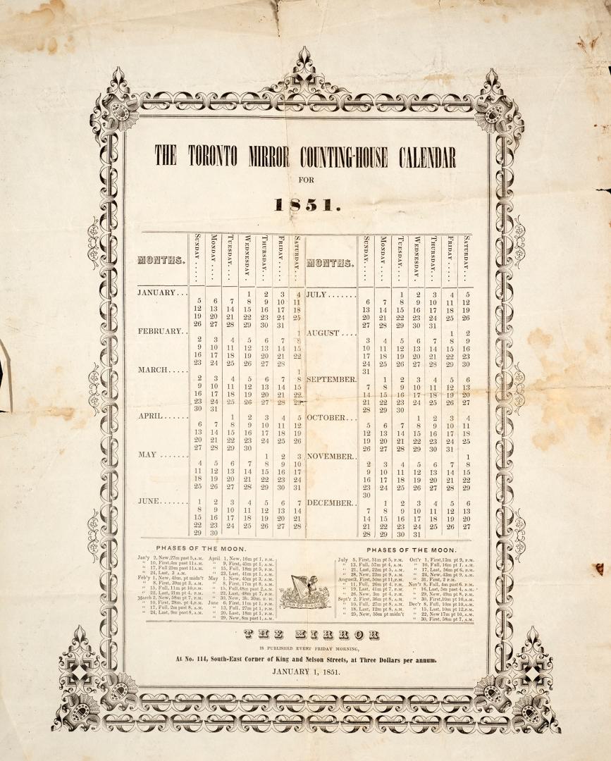 Toronto Mirror Counting House Calendar