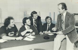 Toronto Star team tries out. From left: Rob Salem, Jim Wilkes, Fred Ross, John Miller, producer Gibbons