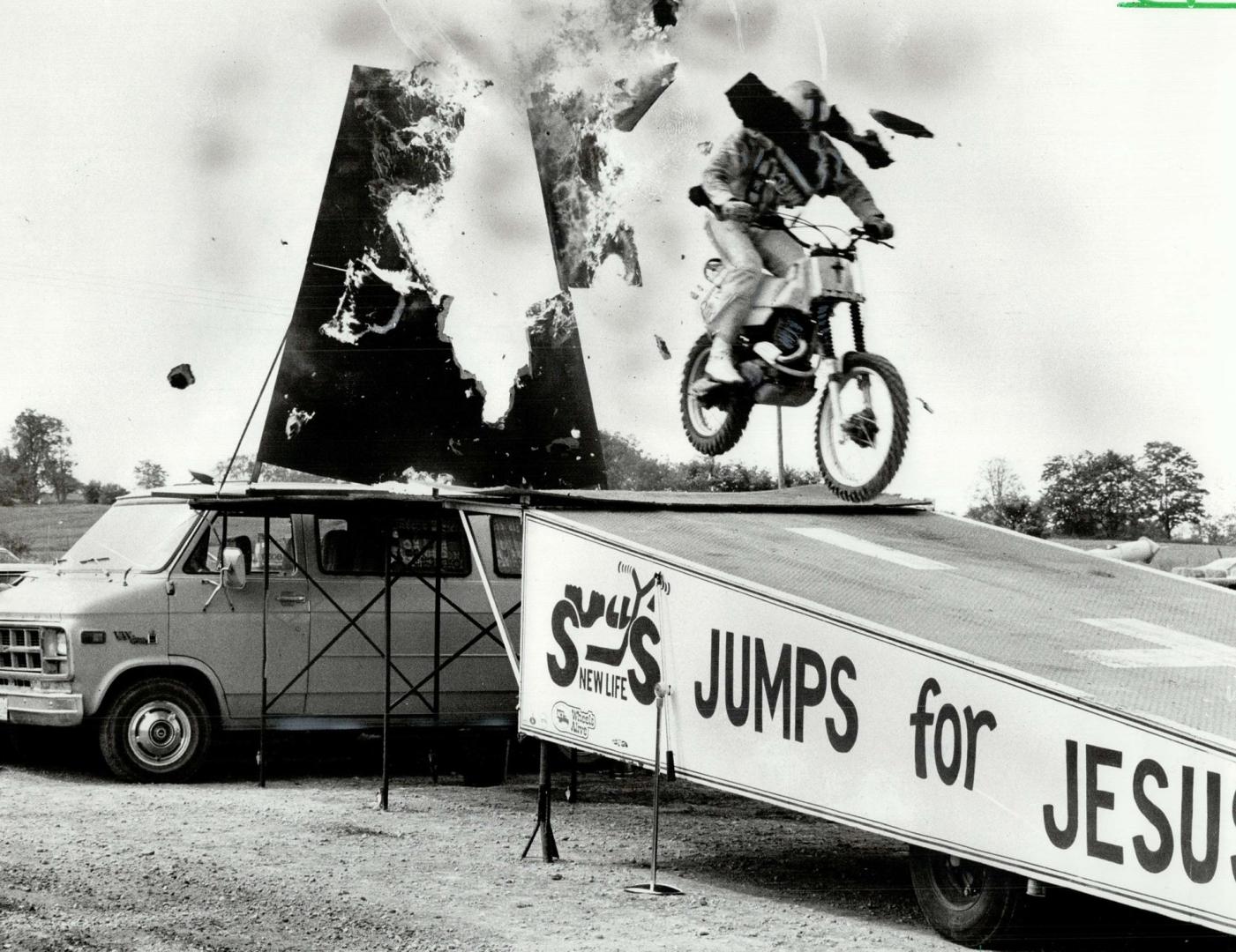 Trained by Evil Knievil, motorcyclist-jumper Gene Sullivan is now Jumping for Jesus