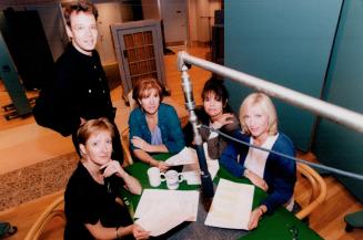 CBC - Radio The Robber Bride Greg Sunclair standing l - r Sheila McCartney Sara Bots ford Alberta Watson Janet Laine - green