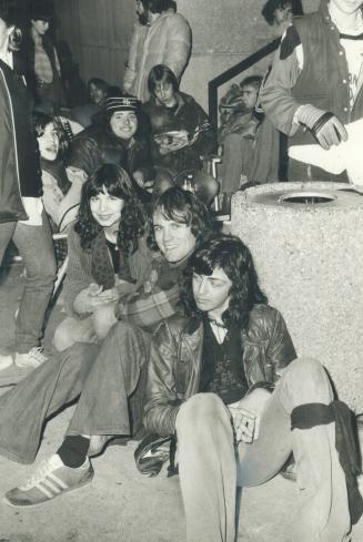 Stones fans Michael Rudolph (centre) in line with Ruth Taylor (left) and David Llewellyn