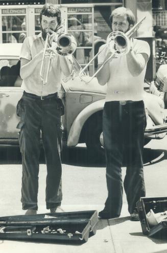 Most Popular troubadous. Most popular street musicians in Toronto this year are trombonists Fred Magee (left), 20, of Ottawa, and Matt Dolin, 20, of T(...)