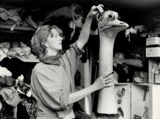 Getting a head: Tracy Lynch tops off an ostrich head for Peter Pan at Shaw