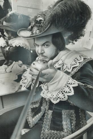 James blendick checks his sword at Royal Alex theatre