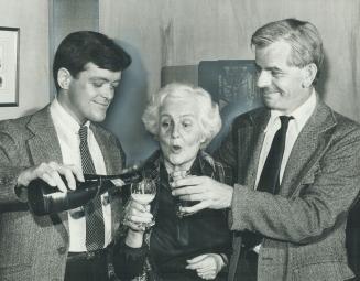 The mousetrap James Leahy, pours champagne for Rita Tuckett and Garnet Truax, after their 1,000th performance