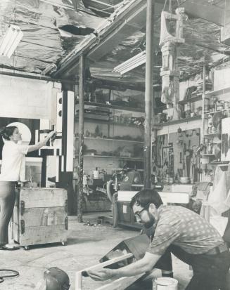 A busy place is the studio which Pat and Ray built themselves and which they both share