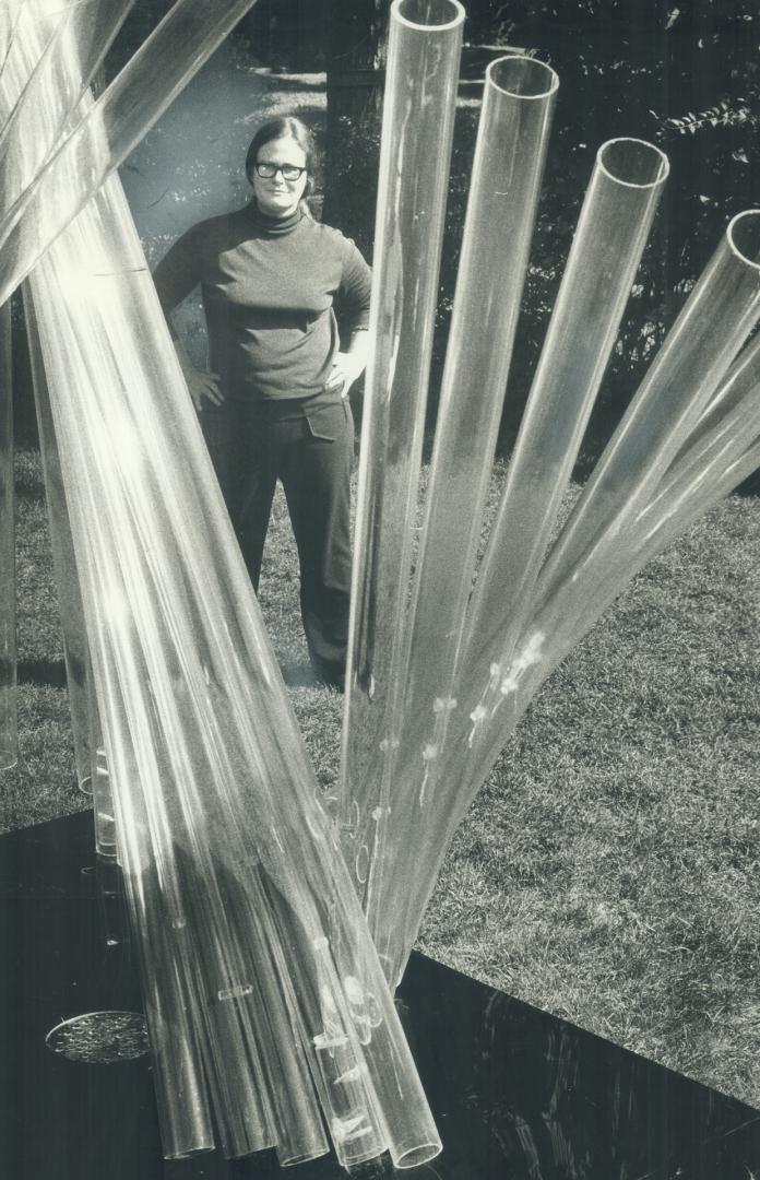 Dorothy (Bunny) Wilson with her plexiglass sculpture