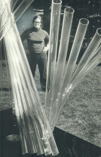 Dorothy (Bunny) Wilson with her plexiglass sculpture