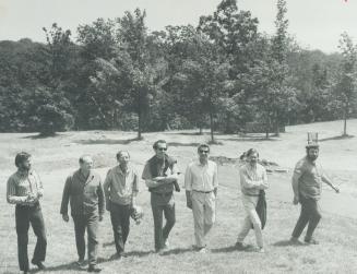 Sculptors Armand Vaillancourt, Bernard Schottlander, Wessel Couzyn, Frank Gallo, William Koochin, Hubert Dalwood, Menashe Kadishman in high park