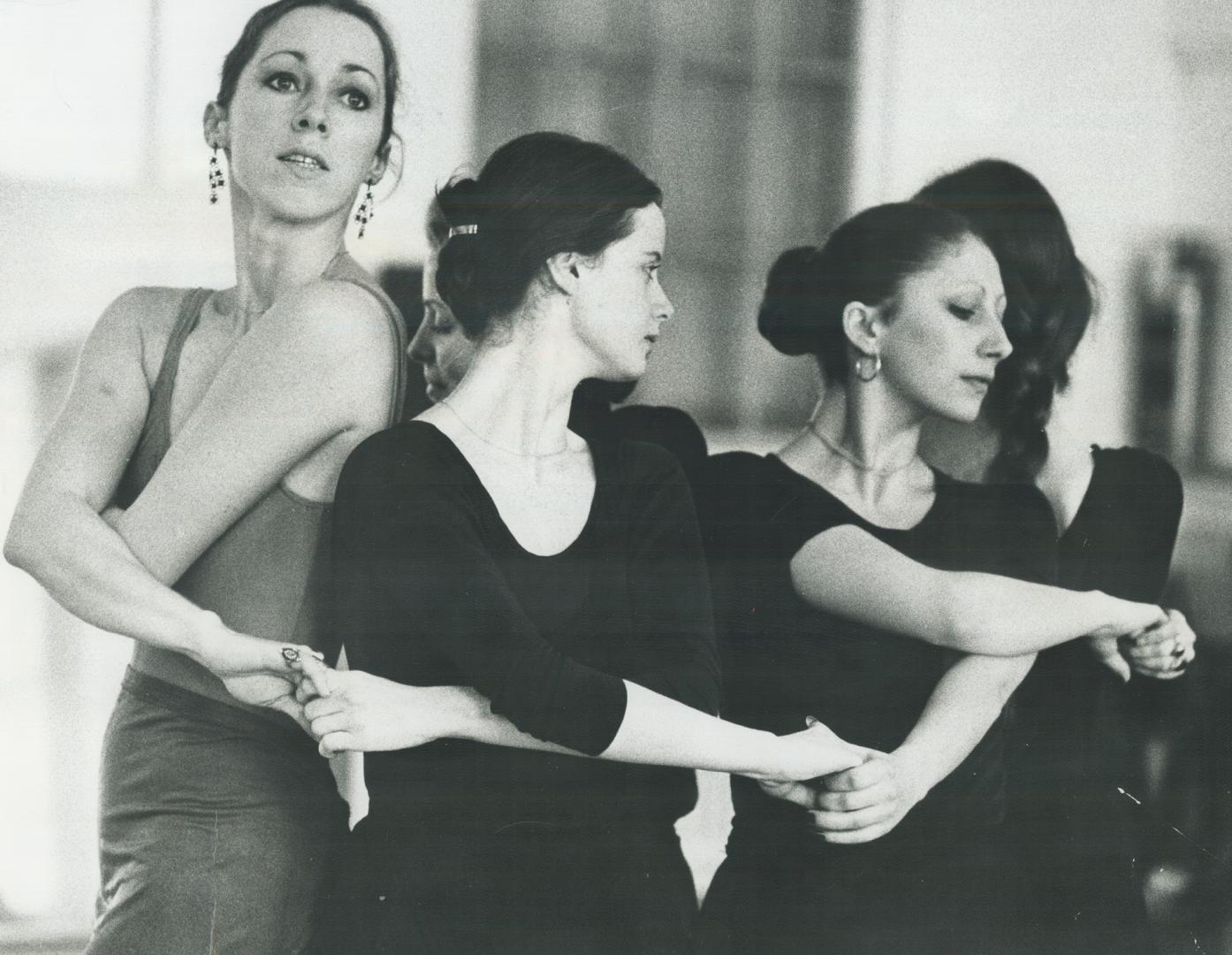 Toronto Dance Theatre members (from left) Susan MacPherson, Nancy Ferguson and Helen Jones rehearse for the troupe's new program, which will be at the(...)