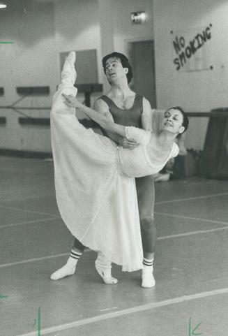 Graceful moment: Italy's prima ballerina, Carla Fracci, rehearses withe Frank Augustyn for John Cranko's Romeo and Juliet, which opens at O'Keefe Centre Wednesday night