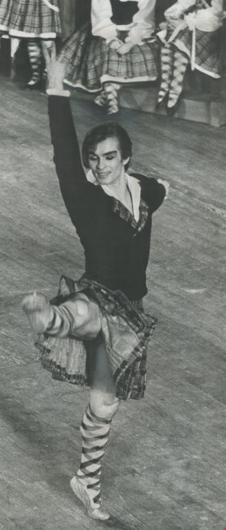 A Russian in the Glen. Kilted Russian: Rodolf Nureyev, Soviet ballet dancer who defected to the West, danced a Scottish role in 'La Sylphide' with the(...)