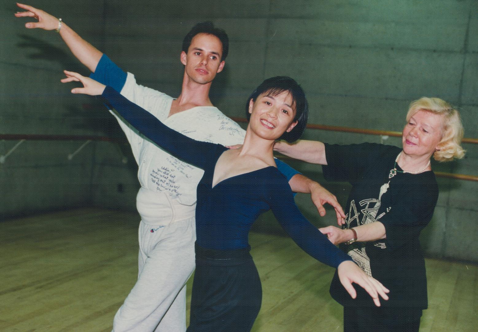 Irina Trofimova (right) works with Edward Ellison and Al-Ping Wang at the National Ballet School