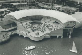 The Ontario pavilion at the 1986 World Exposition in Vancouver as seen from the water