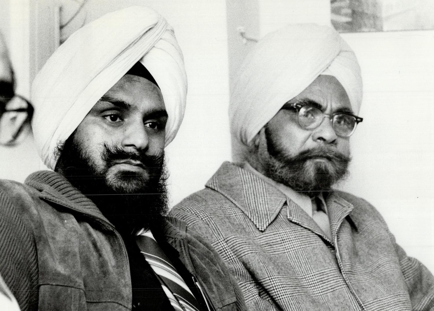 Denounce violence: Sikh spokesmen (left to right) Kuldev Singh Sandhu, Gurdeep Singh Nagra and Darshan Singh say they believe Indian agent provocateurs were behind last week's shootings