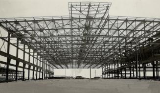 The steel frame of one of the units of the great aluminum development at Arvida - Que